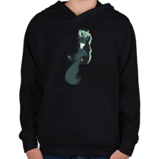 PRINTFASHION Szkunk kristályszívvel - Gyerek kapucnis pulóver - Fekete