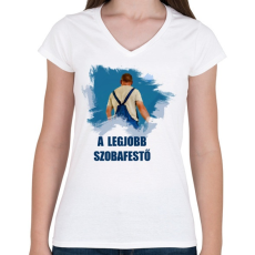 PRINTFASHION szobafestő - Női V-nyakú póló - Fehér