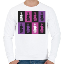 PRINTFASHION Szobrok - Színes - Férfi pulóver - Fehér férfi pulóver, kardigán