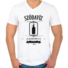 PRINTFASHION szodaviz-black-white - Férfi V-nyakú póló - Fehér