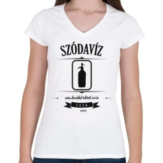 PRINTFASHION szodaviz-black-white - Női V-nyakú póló - Fehér