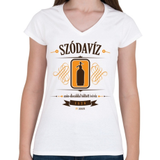 PRINTFASHION szodaviz-brown-orange - Női V-nyakú póló - Fehér