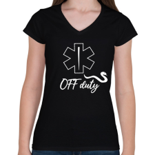 PRINTFASHION Szolgálaton kívül - Női V-nyakú póló - Fekete női póló