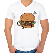 PRINTFASHION Szomorú hamburger - Férfi V-nyakú póló - Fehér férfi póló