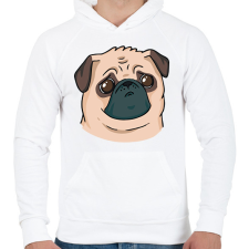 PRINTFASHION Szomorú mopsz - Férfi kapucnis pulóver - Fehér férfi pulóver, kardigán