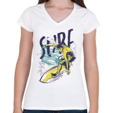 PRINTFASHION Szörf - summer sport surf - Női V-nyakú póló - Fehér