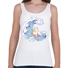 PRINTFASHION Szörfös cica - Női atléta - Fehér női trikó