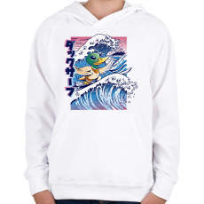 PRINTFASHION Szörfös kacsa - Gyerek kapucnis pulóver - Fehér