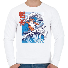 PRINTFASHION Szörfös tigris - Férfi pulóver - Fehér női pulóver, kardigán