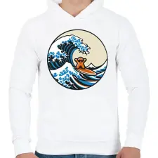PRINTFASHION Szörfözés - Férfi kapucnis pulóver - Fehér férfi pulóver, kardigán