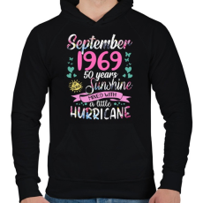 PRINTFASHION Születésnap 1969 Szeptember - Napfény egy kis hurrikánnal! - Férfi kapucnis pulóver - Fekete