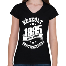 PRINTFASHION Születésnap (egyedi évszámmal kérhető) - Női V-nyakú póló - Fekete