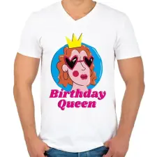 PRINTFASHION Születésnapos királynő - Férfi V-nyakú póló - Fehér férfi póló