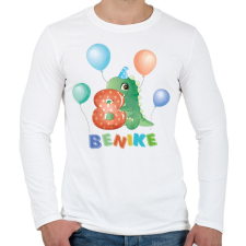 PRINTFASHION Szülinap dínóval - Névvel, számmal - Férfi hosszú ujjú póló - Fehér férfi póló