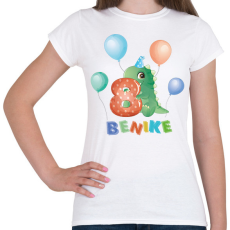 PRINTFASHION Szülinap dínóval - Névvel, számmal - Női póló - Fehér