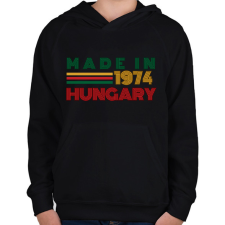PRINTFASHION Szülinap Made in 1974  - Gyerek kapucnis pulóver - Fekete gyerek pulóver, kardigán