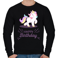 PRINTFASHION Szülinapos egyszarvú - Férfi pulóver - Fekete férfi pulóver, kardigán