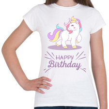 PRINTFASHION Szülinapos egyszarvú - Női póló - Fehér női póló
