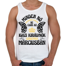 PRINTFASHION Szülinapos királynő_március fekete - Férfi atléta - Fehér atléta, trikó
