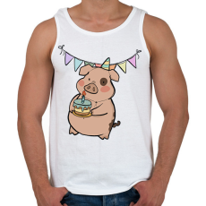 PRINTFASHION Szülinapos malac - Férfi atléta - Fehér