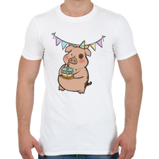 PRINTFASHION Szülinapos malac - Férfi póló - Fehér férfi póló