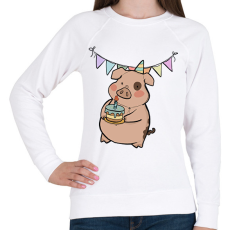 PRINTFASHION Szülinapos malac - Női pulóver - Fehér