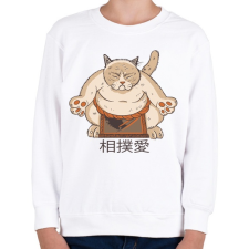PRINTFASHION Szumós macska - Gyerek pulóver - Fehér gyerek pulóver, kardigán