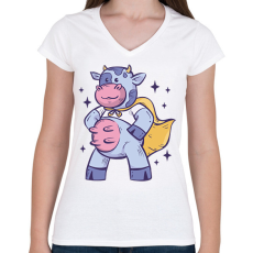 PRINTFASHION Szuper tehén - Női V-nyakú póló - Fehér