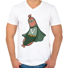 PRINTFASHION Szuper virsli - Férfi V-nyakú póló - Fehér