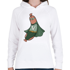 PRINTFASHION Szuper virsli - Női kapucnis pulóver - Fehér