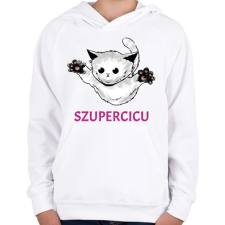 PRINTFASHION SZUPERCICU - Gyerek kapucnis pulóver - Fehér gyerek pulóver, kardigán