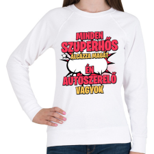 PRINTFASHION SZUPERHŐS AUTÓSZERELŐ - Női pulóver - Fehér női pulóver, kardigán