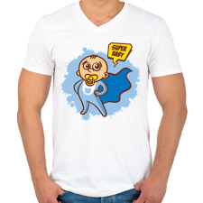 PRINTFASHION Szuperhős baba - Férfi V-nyakú póló - Fehér férfi póló