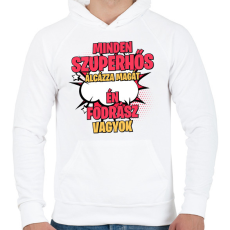 PRINTFASHION SZUPERHŐS FORDÁSZ - Férfi kapucnis pulóver - Fehér