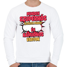 PRINTFASHION SZUPERHŐS KAMIONOS - Férfi pulóver - Fehér férfi pulóver, kardigán