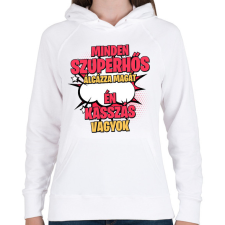 PRINTFASHION SZUPERHŐS KASSZÁS - Női kapucnis pulóver - Fehér női pulóver, kardigán