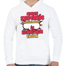 PRINTFASHION SZUPERHŐS KOZMETIKUS - Férfi kapucnis pulóver - Fehér férfi pulóver, kardigán