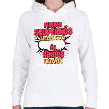 PRINTFASHION SZUPERHŐS RENDŐR - Női kapucnis pulóver - Fehér női pulóver, kardigán