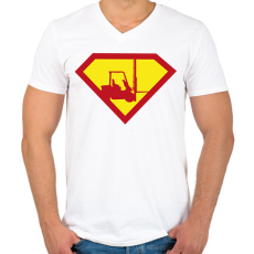 PRINTFASHION Szuperhős targoncás - Férfi V-nyakú póló - Fehér