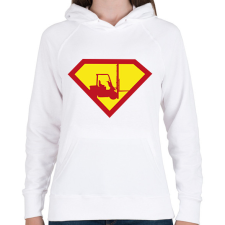 PRINTFASHION Szuperhős targoncás - Női kapucnis pulóver - Fehér női pulóver, kardigán
