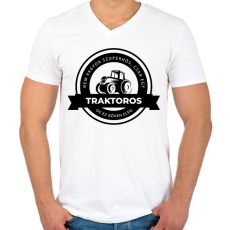 PRINTFASHION Szuperhős traktoros - Férfi V-nyakú póló - Fehér