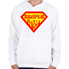 PRINTFASHION Szupernagyi - Gyerek kapucnis pulóver - Fehér