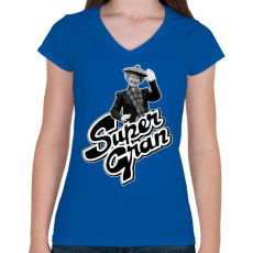 PRINTFASHION Szupernagyi - Retro TV sorozat 80's - Női V-nyakú póló - Királykék