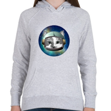 PRINTFASHION Szürke űrcica - Női kapucnis pulóver - Sport szürke női pulóver, kardigán