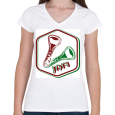 PRINTFASHION szurkolói sörbontó - Női V-nyakú póló - Fehér