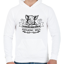 PRINTFASHION Szúróembernek születni kell - Férfi kapucnis pulóver - Fehér férfi pulóver, kardigán