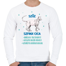 PRINTFASHION Szűz - Szfinx cica - Férfi pulóver - Fehér