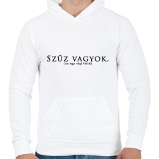PRINTFASHION Szűz vagyok! - Férfi kapucnis pulóver - Fehér férfi pulóver, kardigán