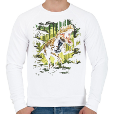 PRINTFASHION T-rex az erdőben - Férfi pulóver - Fehér férfi pulóver, kardigán