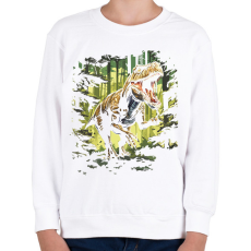 PRINTFASHION T-rex az erdőben - Gyerek pulóver - Fehér